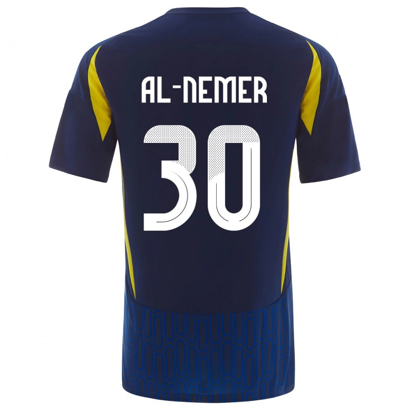 Danxen Mænd Meshari Al-Nemer #30 Blå Gul Udebane Spillertrøjer 2024/25 Trøje T-Shirt