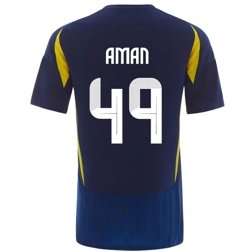 Danxen Mænd Awad Aman #49 Blå Gul Udebane Spillertrøjer 2024/25 Trøje T-Shirt