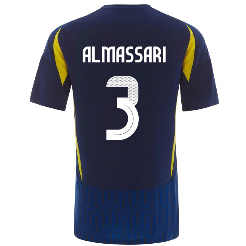 Danxen Mænd Wadha Almassari #3 Blå Gul Udebane Spillertrøjer 2024/25 Trøje T-Shirt