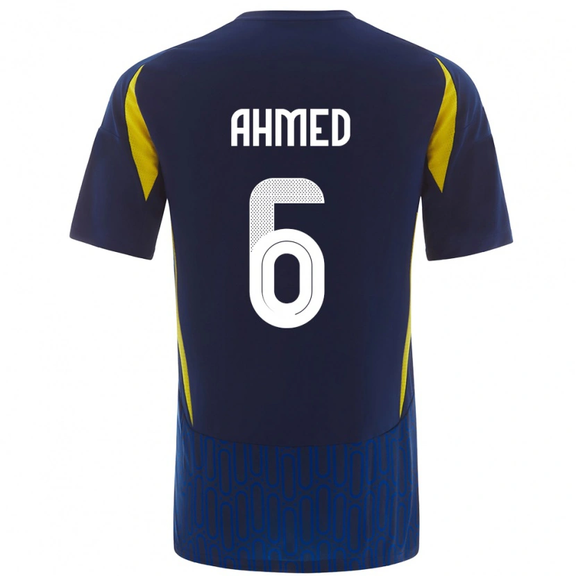 Danxen Mænd Aseel Ahmed #6 Blå Gul Udebane Spillertrøjer 2024/25 Trøje T-Shirt