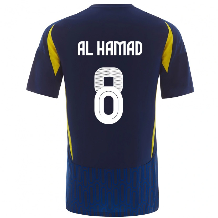Danxen Mænd Sara Al-Hamad #8 Blå Gul Udebane Spillertrøjer 2024/25 Trøje T-Shirt