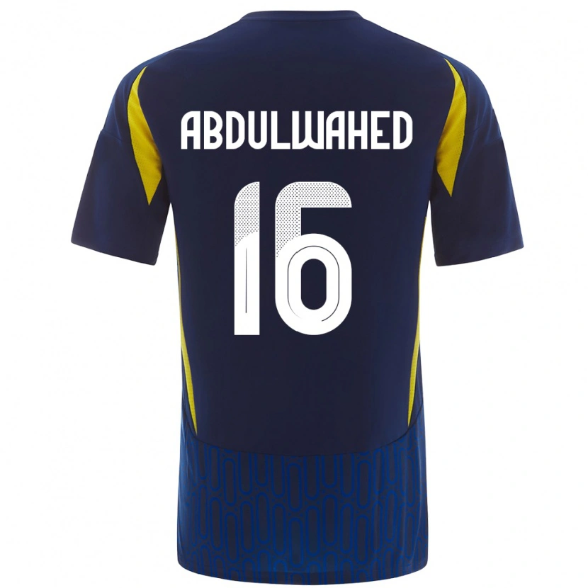 Danxen Mænd Ghader Abdulwahed #16 Blå Gul Udebane Spillertrøjer 2024/25 Trøje T-Shirt