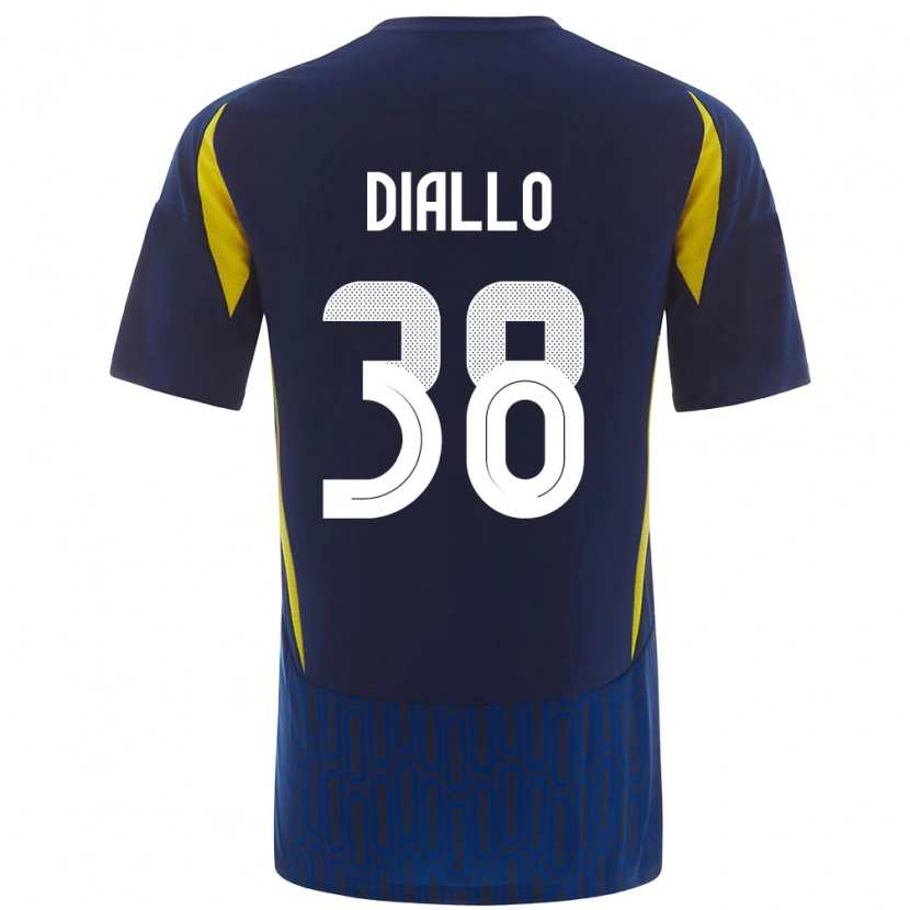 Danxen Mænd Aminata Diallo #38 Blå Gul Udebane Spillertrøjer 2024/25 Trøje T-Shirt
