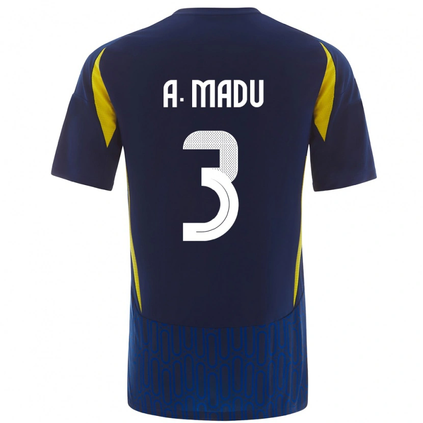 Danxen Mænd Abdullah Madu #3 Blå Gul Udebane Spillertrøjer 2024/25 Trøje T-Shirt