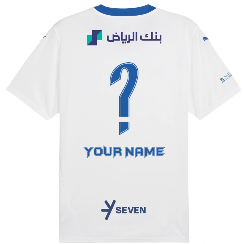 Danxen Mænd Dit Navn #0 Hvid Blå Udebane Spillertrøjer 2024/25 Trøje T-Shirt