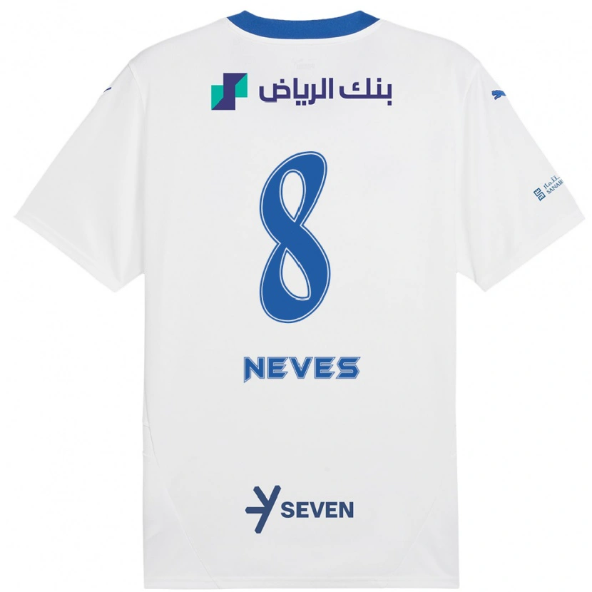 Danxen Mænd Rúben Neves #8 Hvid Blå Udebane Spillertrøjer 2024/25 Trøje T-Shirt
