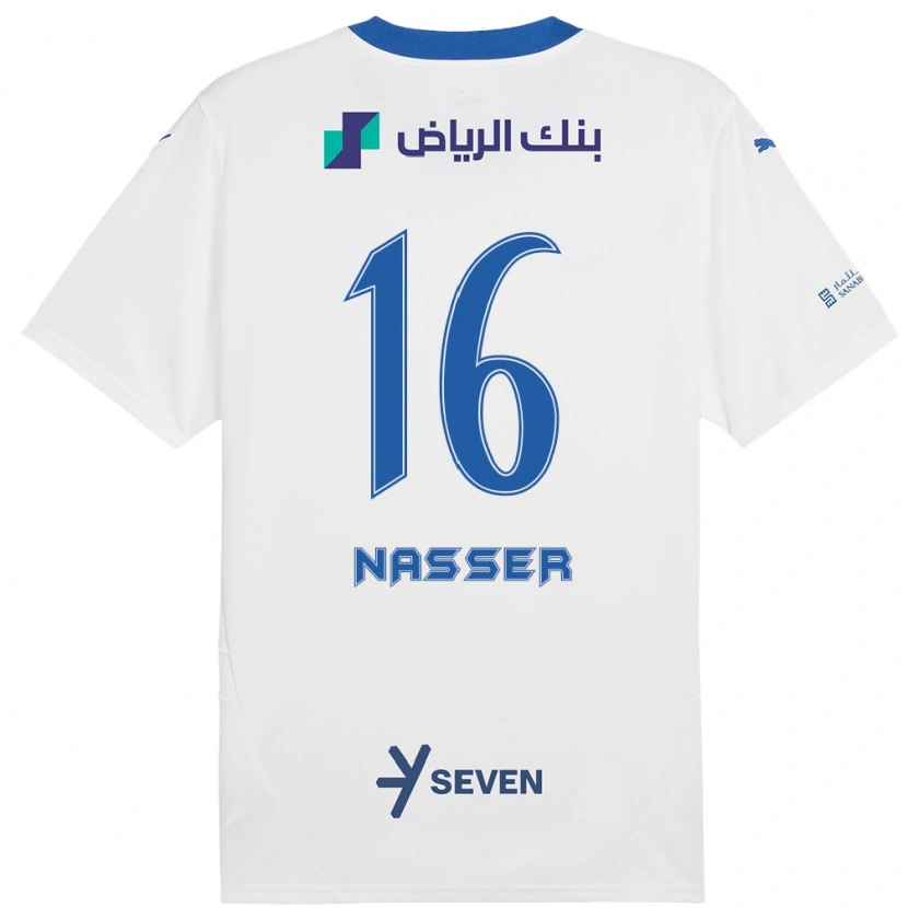 Danxen Mænd Nasser Al-Dawsari #16 Hvid Blå Udebane Spillertrøjer 2024/25 Trøje T-Shirt
