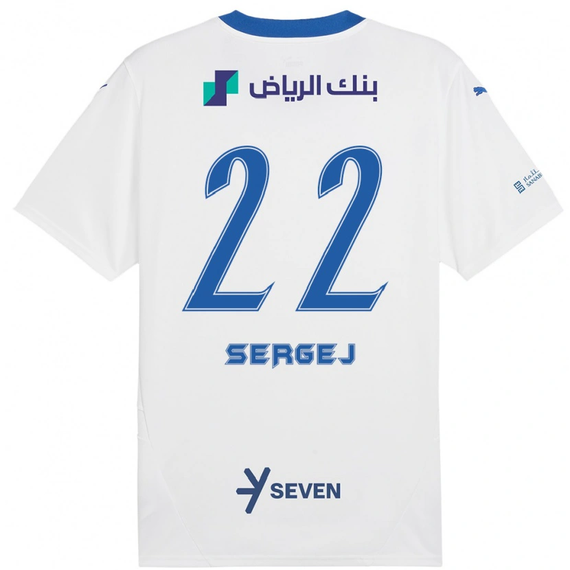 Danxen Mænd Sergej Milinković-Savić #22 Hvid Blå Udebane Spillertrøjer 2024/25 Trøje T-Shirt