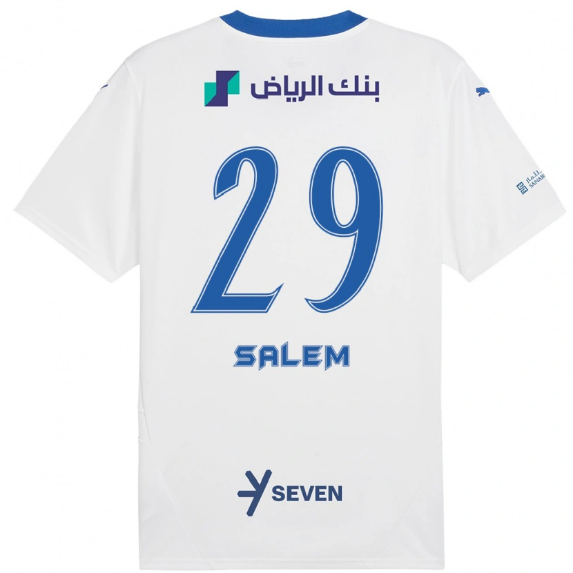 Danxen Mænd Salem Al-Dawsari #29 Hvid Blå Udebane Spillertrøjer 2024/25 Trøje T-Shirt