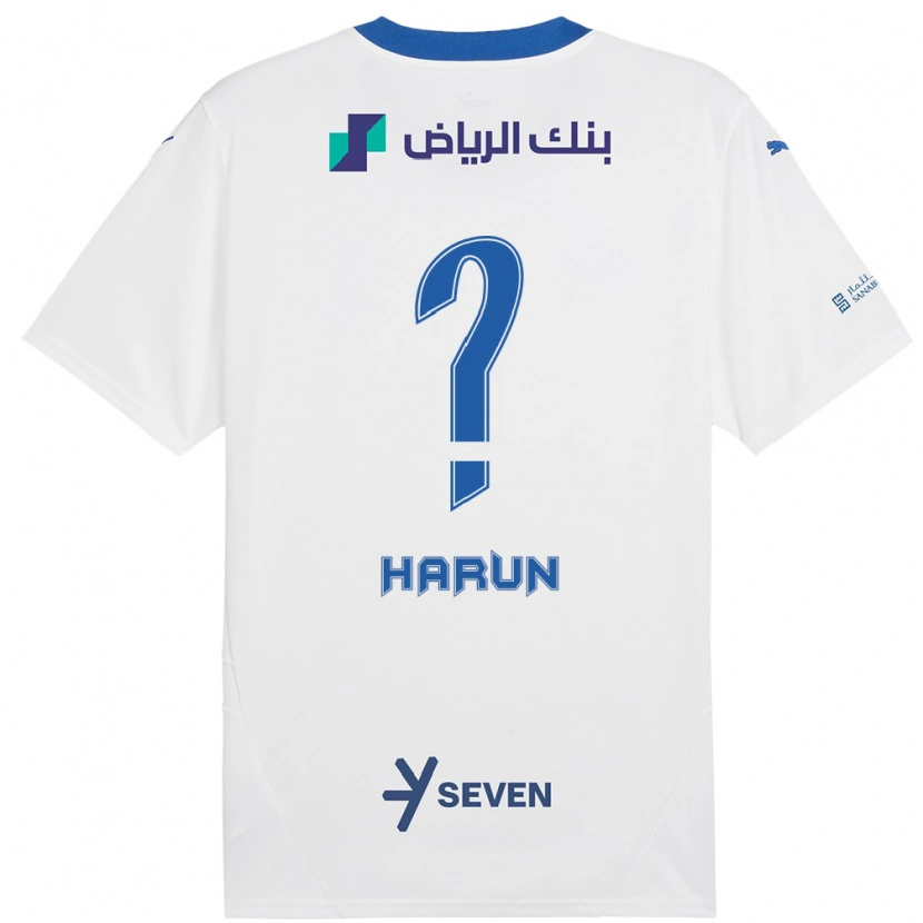 Danxen Mænd Saud Harun #0 Hvid Blå Udebane Spillertrøjer 2024/25 Trøje T-Shirt