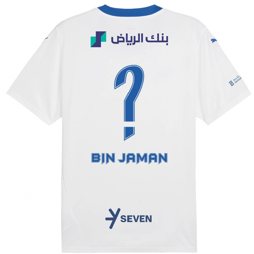 Danxen Mænd Rakan Bin Jaman #0 Hvid Blå Udebane Spillertrøjer 2024/25 Trøje T-Shirt