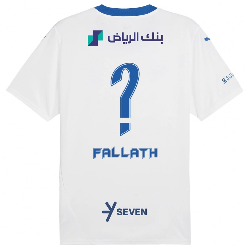 Danxen Mænd Fahad Fallath #0 Hvid Blå Udebane Spillertrøjer 2024/25 Trøje T-Shirt