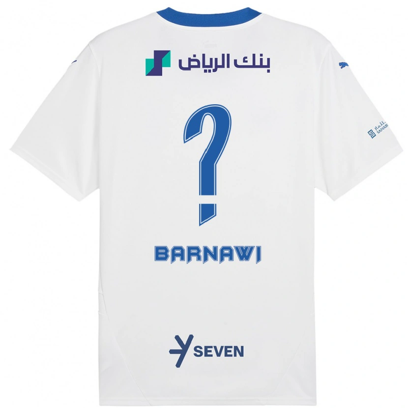 Danxen Mænd Abdulsalam Barnawi #0 Hvid Blå Udebane Spillertrøjer 2024/25 Trøje T-Shirt