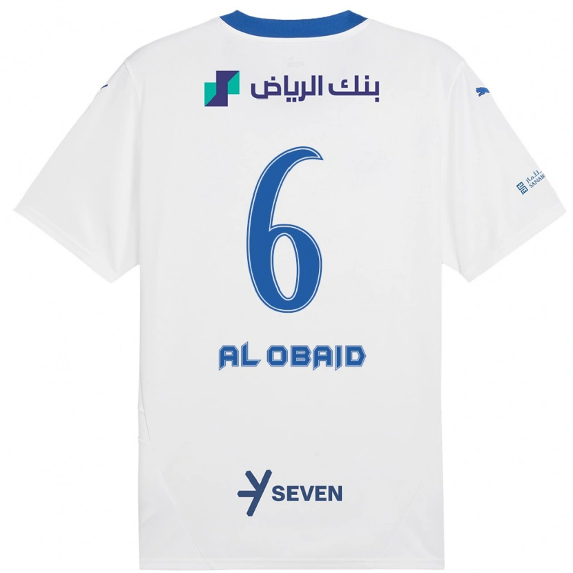 Danxen Mænd Lulu Al-Obaid #6 Hvid Blå Udebane Spillertrøjer 2024/25 Trøje T-Shirt