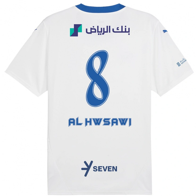 Danxen Mænd Al Bandari Al-Hwsawi #8 Hvid Blå Udebane Spillertrøjer 2024/25 Trøje T-Shirt