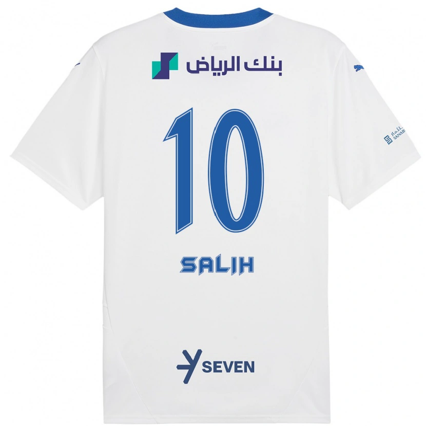 Danxen Mænd Zakia Salih #10 Hvid Blå Udebane Spillertrøjer 2024/25 Trøje T-Shirt