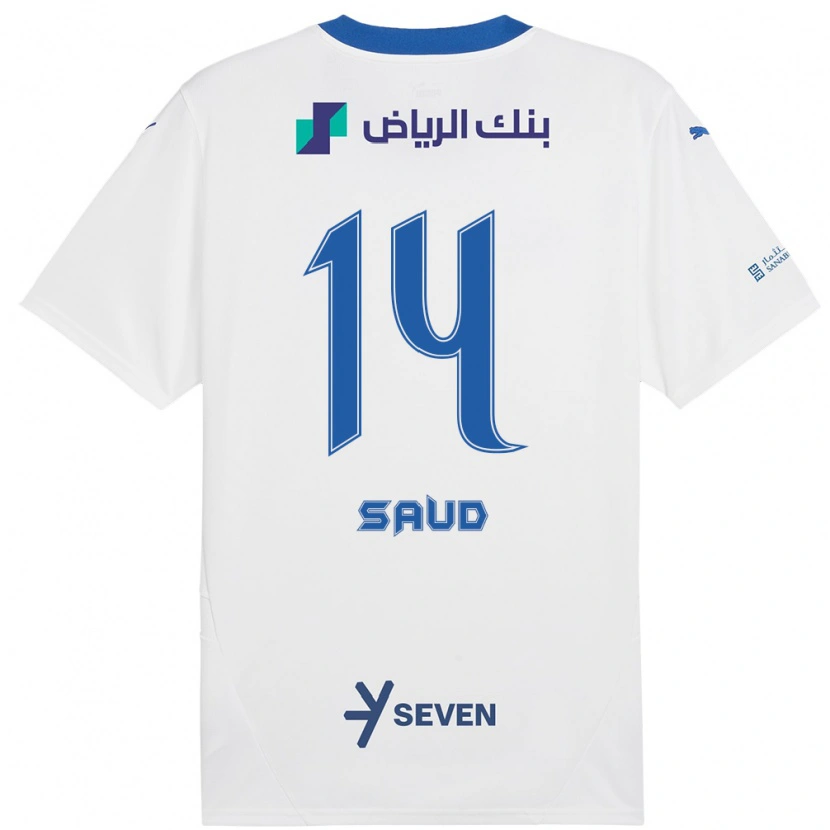 Danxen Mænd Nouf Saud #14 Hvid Blå Udebane Spillertrøjer 2024/25 Trøje T-Shirt