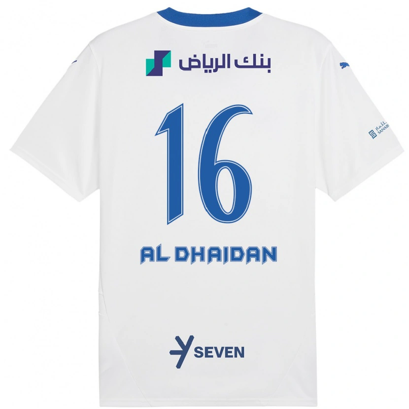 Danxen Mænd Nadia Al-Dhaidan #16 Hvid Blå Udebane Spillertrøjer 2024/25 Trøje T-Shirt