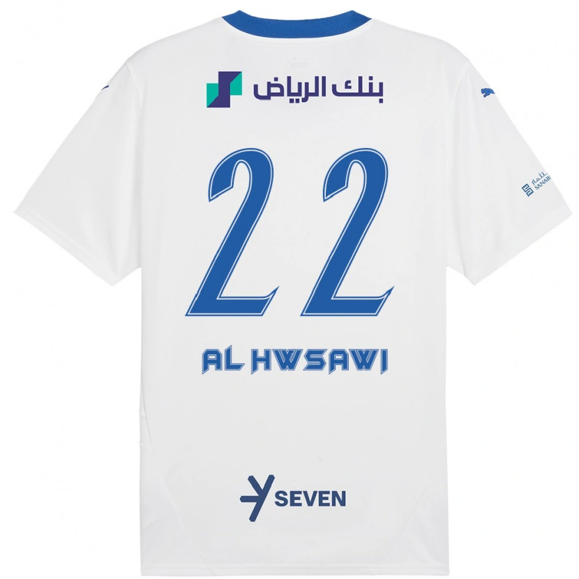 Danxen Mænd Shorouq Al-Hwsawi #22 Hvid Blå Udebane Spillertrøjer 2024/25 Trøje T-Shirt