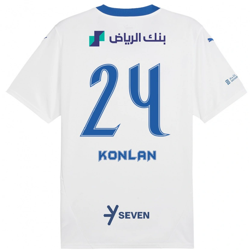 Danxen Mænd Cynthia Konlan #24 Hvid Blå Udebane Spillertrøjer 2024/25 Trøje T-Shirt