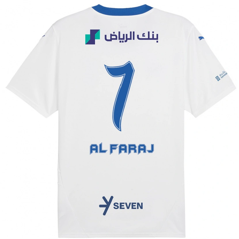 Danxen Mænd Salman Al-Faraj #7 Hvid Blå Udebane Spillertrøjer 2024/25 Trøje T-Shirt