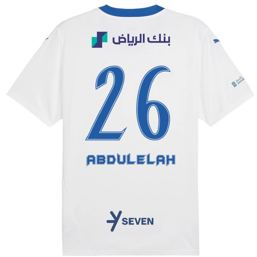 Danxen Mænd Abdulelah Al-Malki #26 Hvid Blå Udebane Spillertrøjer 2024/25 Trøje T-Shirt