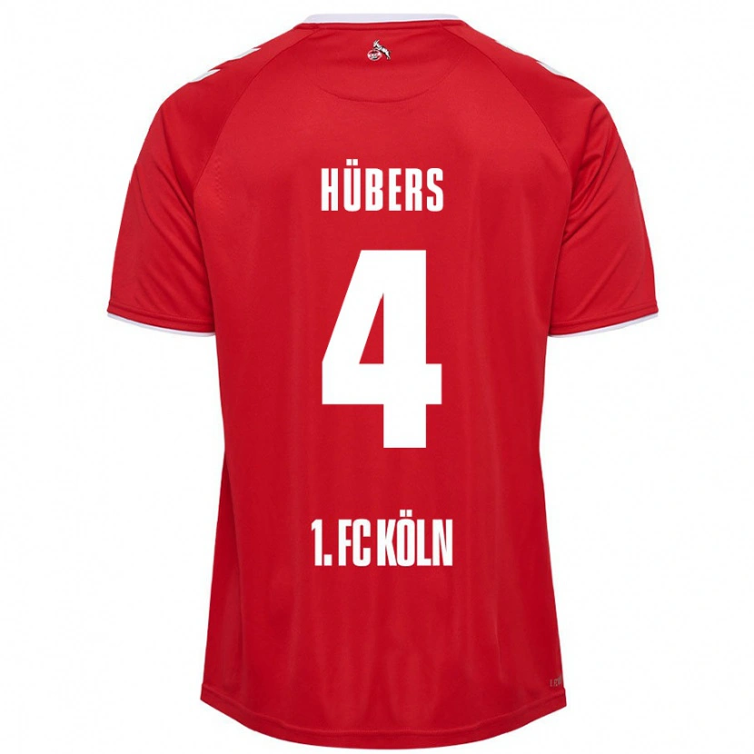 Danxen Mænd Timo Hübers #4 Rød Hvid Udebane Spillertrøjer 2024/25 Trøje T-Shirt