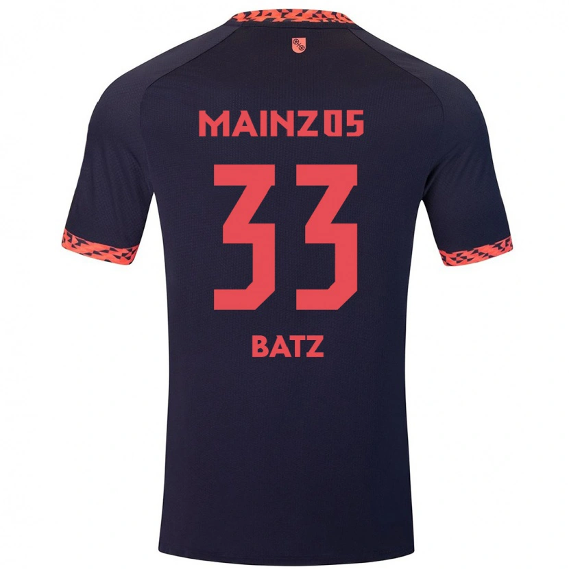Danxen Mænd Daniel Batz #33 Blå Koralrød Udebane Spillertrøjer 2024/25 Trøje T-Shirt