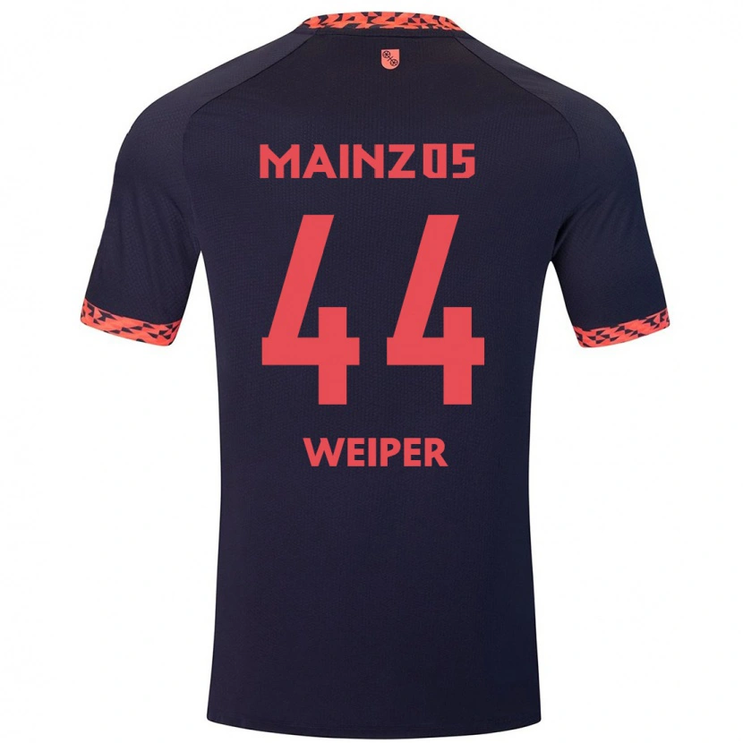Danxen Mænd Nelson Weiper #44 Blå Koralrød Udebane Spillertrøjer 2024/25 Trøje T-Shirt