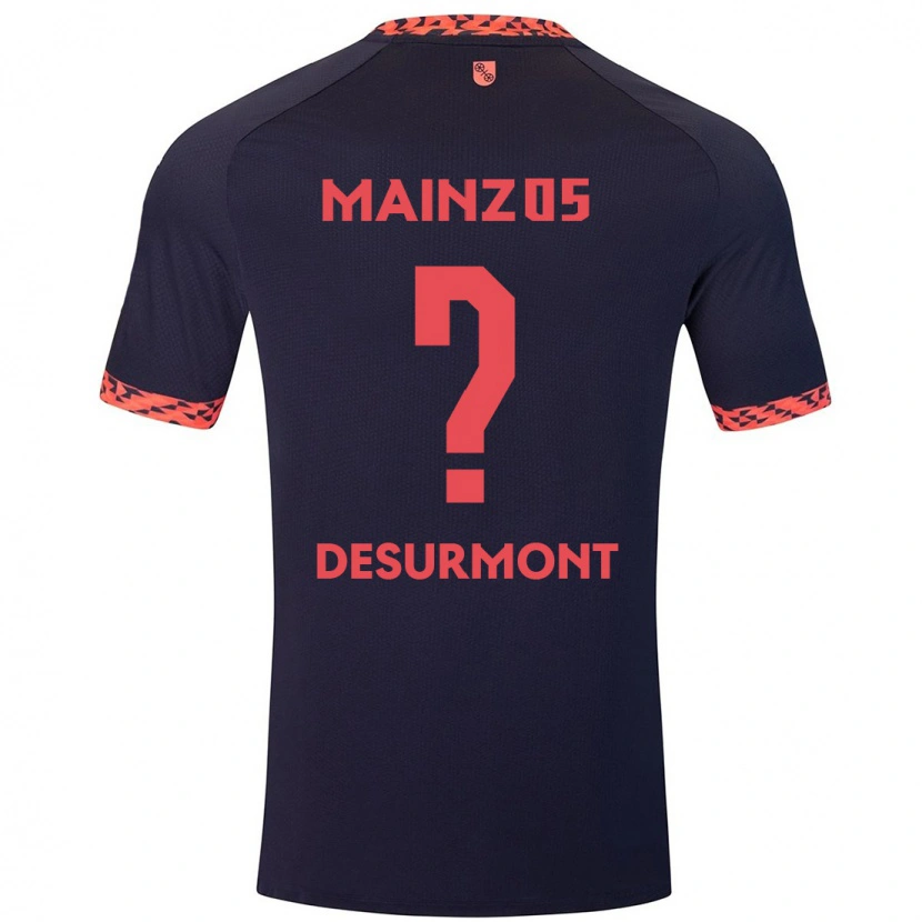 Danxen Mænd Thomas-Lê Desurmont #0 Blå Koralrød Udebane Spillertrøjer 2024/25 Trøje T-Shirt