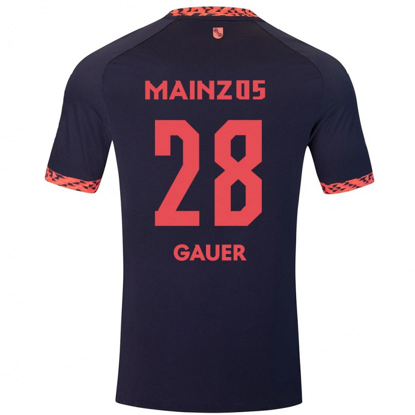 Danxen Mænd Luke Gauer #28 Blå Koralrød Udebane Spillertrøjer 2024/25 Trøje T-Shirt