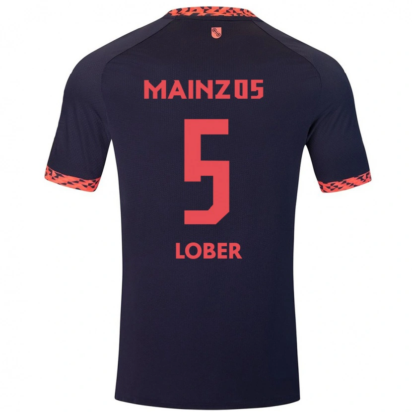 Danxen Mænd Jana Löber #5 Blå Koralrød Udebane Spillertrøjer 2024/25 Trøje T-Shirt