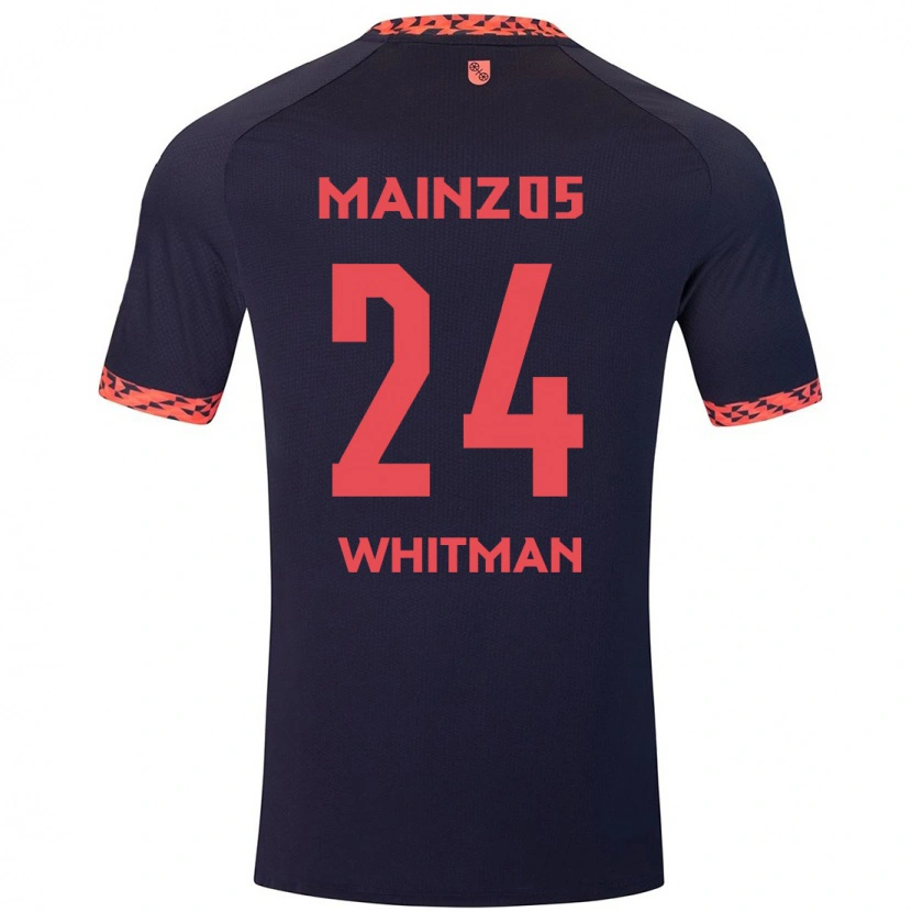 Danxen Mænd Katherine Whitman #24 Blå Koralrød Udebane Spillertrøjer 2024/25 Trøje T-Shirt