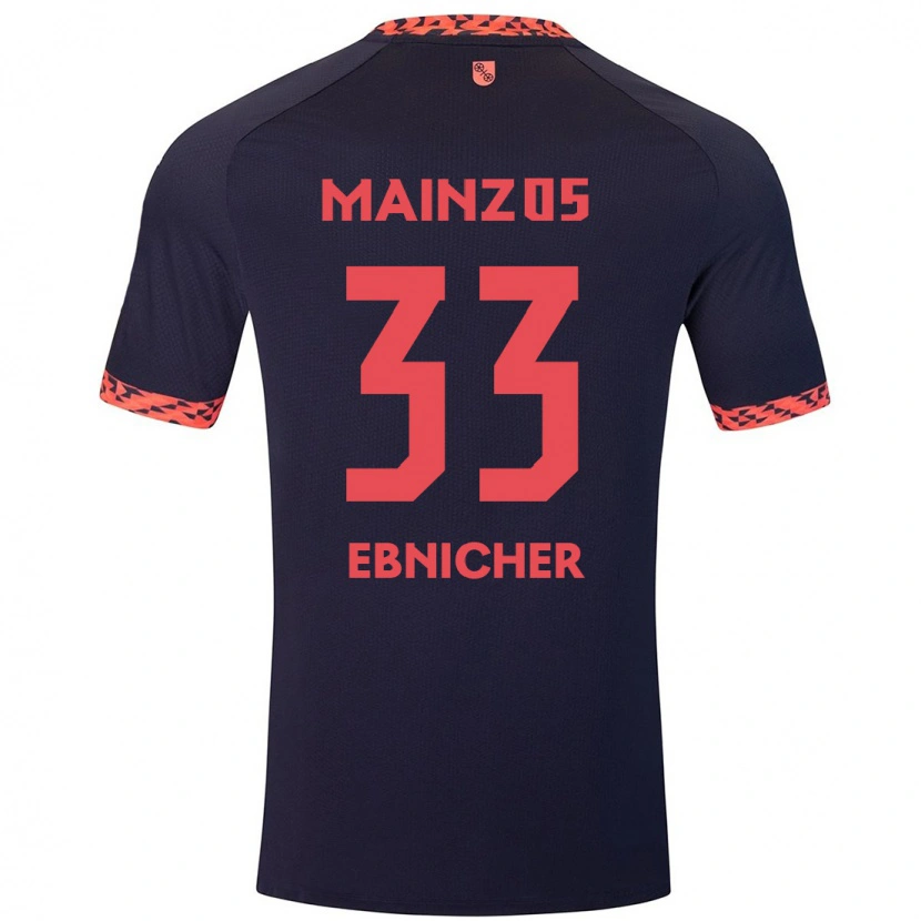 Danxen Mænd Sabine Ebnicher #33 Blå Koralrød Udebane Spillertrøjer 2024/25 Trøje T-Shirt