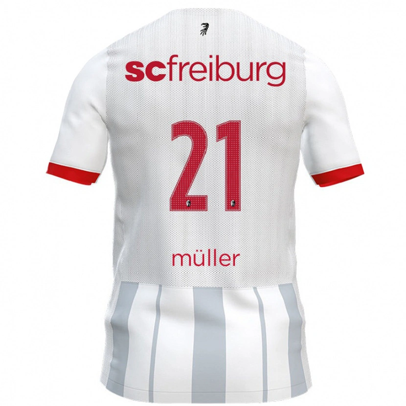 Danxen Mænd Florian Müller #21 Hvid Grå Udebane Spillertrøjer 2024/25 Trøje T-Shirt