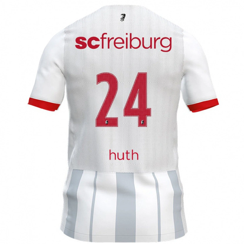 Danxen Mænd Jannik Huth #24 Hvid Grå Udebane Spillertrøjer 2024/25 Trøje T-Shirt