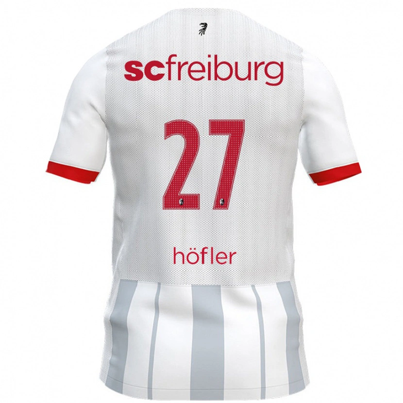 Danxen Mænd Nicolas Höfler #27 Hvid Grå Udebane Spillertrøjer 2024/25 Trøje T-Shirt