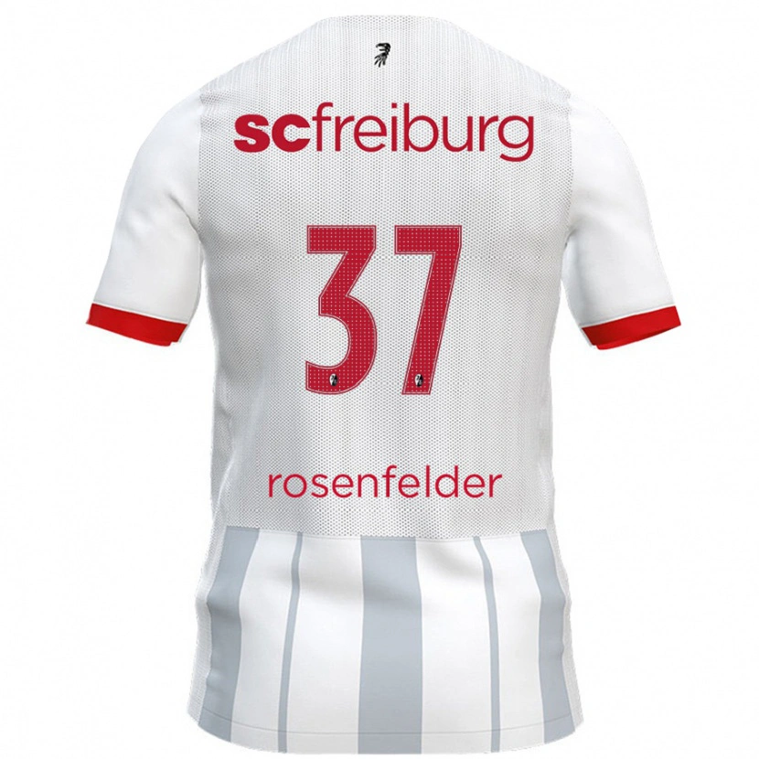 Danxen Mænd Max Rosenfelder #37 Hvid Grå Udebane Spillertrøjer 2024/25 Trøje T-Shirt