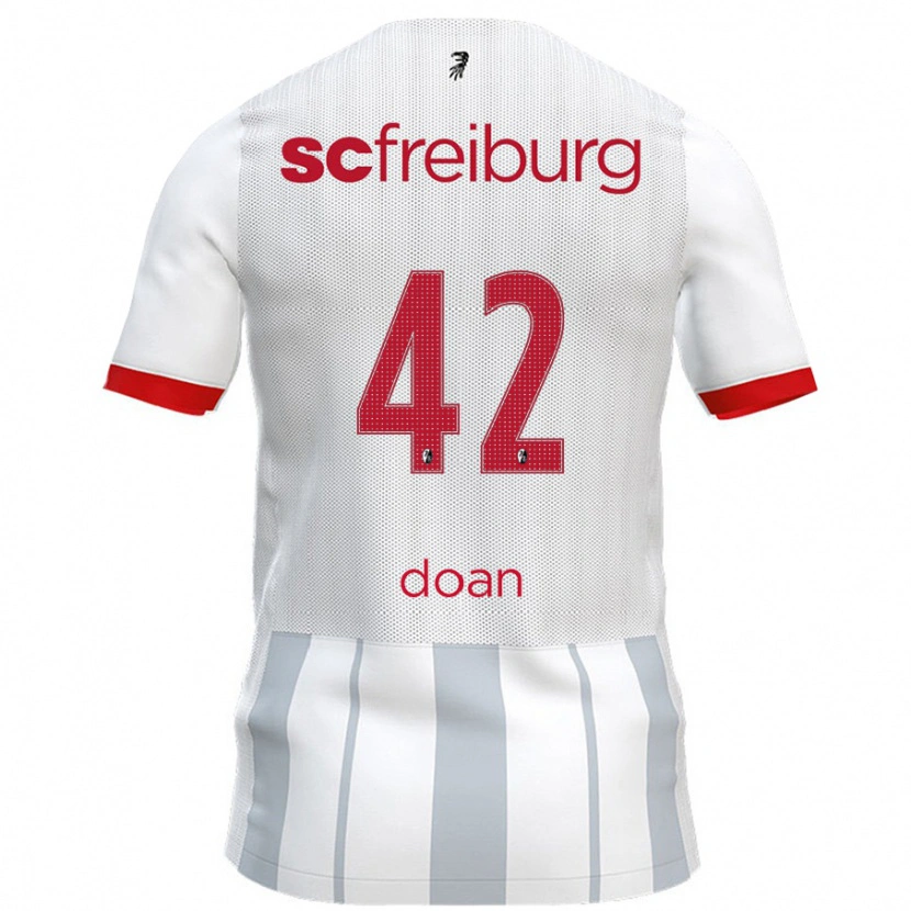 Danxen Mænd Ritsu Doan #42 Hvid Grå Udebane Spillertrøjer 2024/25 Trøje T-Shirt
