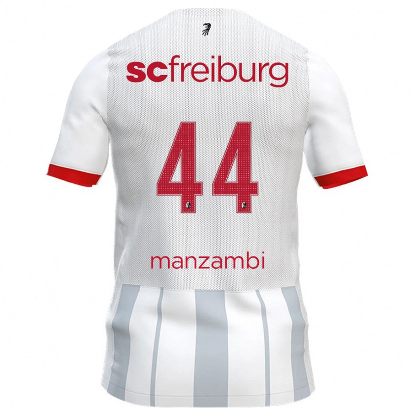 Danxen Mænd Johan Manzambi #44 Hvid Grå Udebane Spillertrøjer 2024/25 Trøje T-Shirt