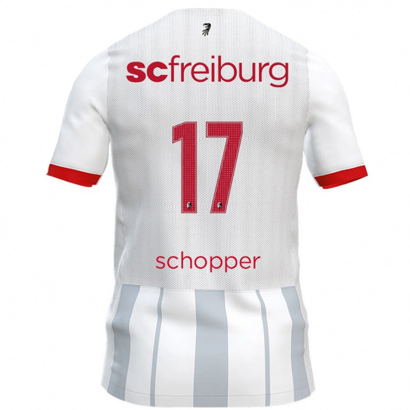 Danxen Mænd David Schopper #17 Hvid Grå Udebane Spillertrøjer 2024/25 Trøje T-Shirt