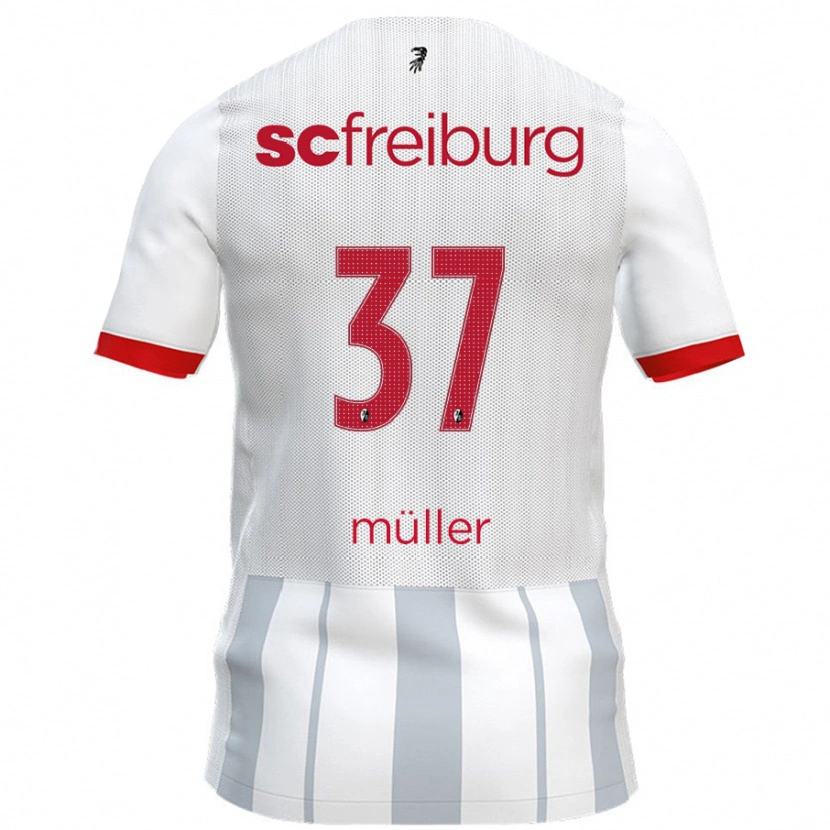 Danxen Mænd Ruben Müller #37 Hvid Grå Udebane Spillertrøjer 2024/25 Trøje T-Shirt