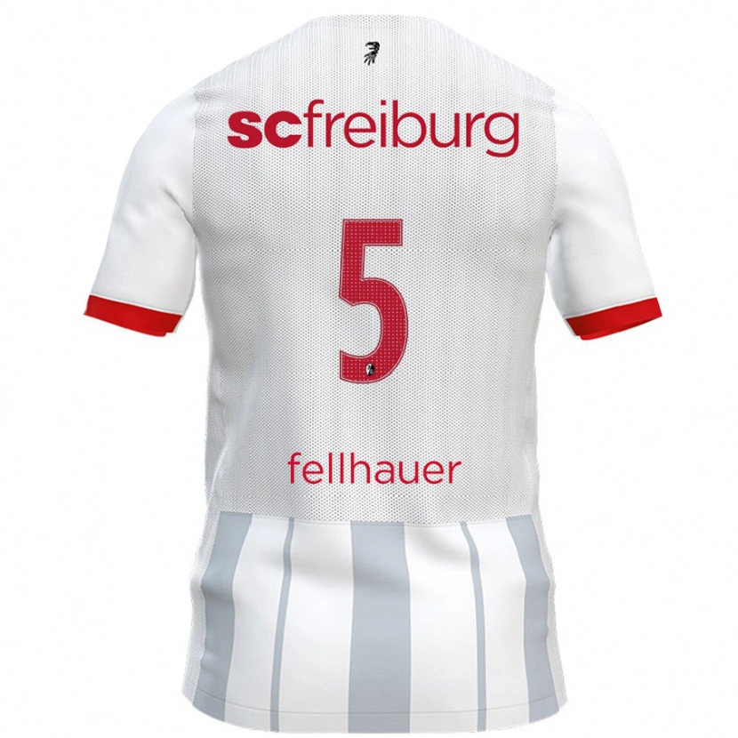 Danxen Mænd Kim Fellhauer #5 Hvid Grå Udebane Spillertrøjer 2024/25 Trøje T-Shirt