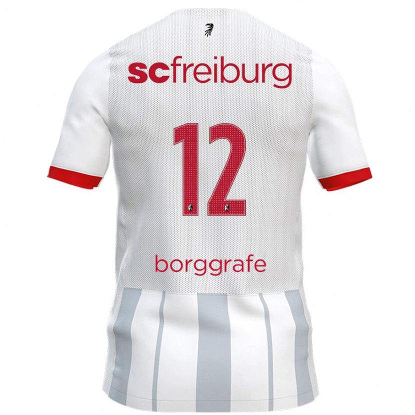 Danxen Mænd Rafaela Borggräfe #12 Hvid Grå Udebane Spillertrøjer 2024/25 Trøje T-Shirt