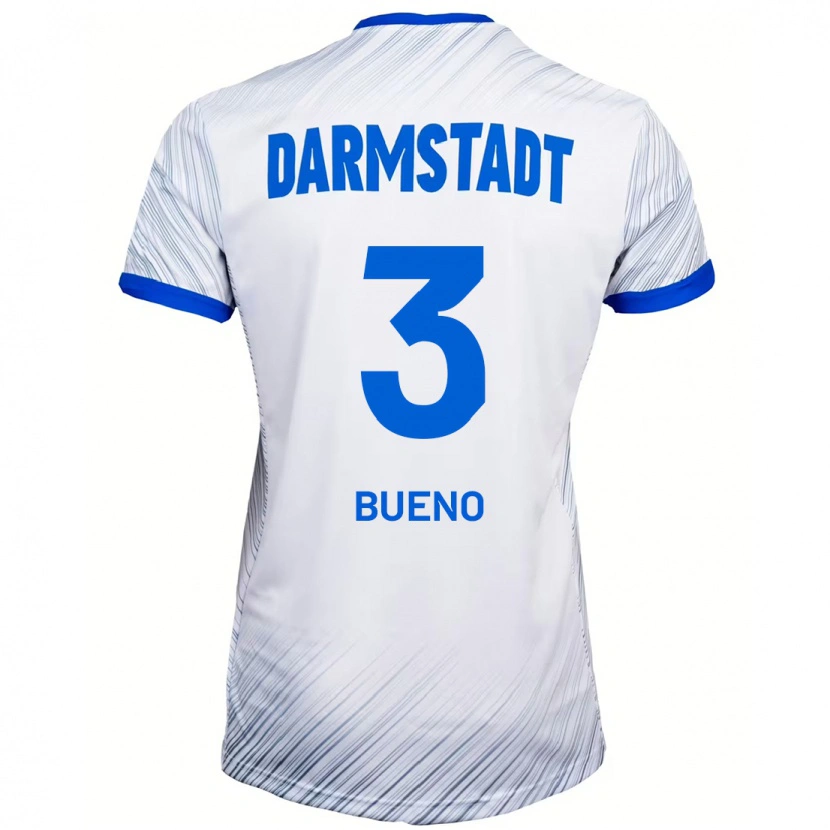 Danxen Mænd Guille Bueno #3 Hvid Blå Udebane Spillertrøjer 2024/25 Trøje T-Shirt