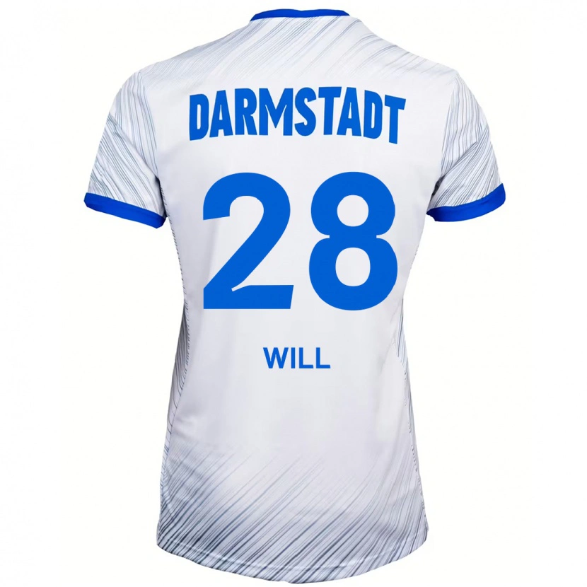 Danxen Mænd Paul Will #28 Hvid Blå Udebane Spillertrøjer 2024/25 Trøje T-Shirt