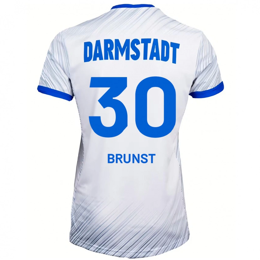 Danxen Mænd Alexander Brunst #30 Hvid Blå Udebane Spillertrøjer 2024/25 Trøje T-Shirt