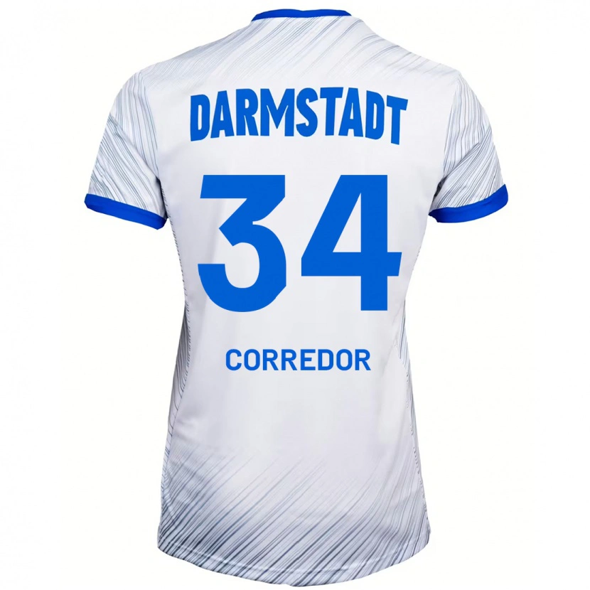 Danxen Mænd Killian Corredor #34 Hvid Blå Udebane Spillertrøjer 2024/25 Trøje T-Shirt