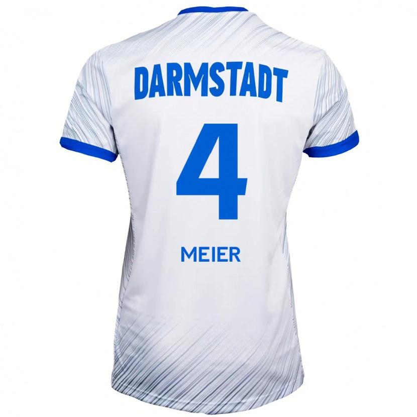 Danxen Mænd Mark Meier #4 Hvid Blå Udebane Spillertrøjer 2024/25 Trøje T-Shirt