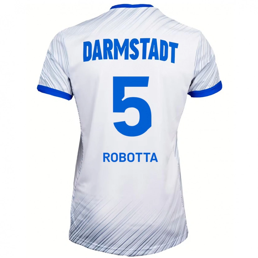 Danxen Mænd Maurizio Robotta #5 Hvid Blå Udebane Spillertrøjer 2024/25 Trøje T-Shirt